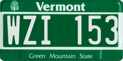 VT license plate WZI153