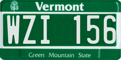 VT license plate WZI156