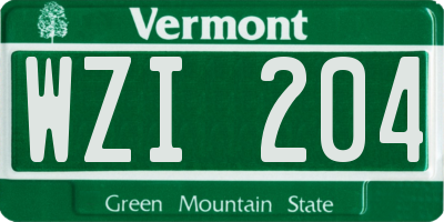 VT license plate WZI204