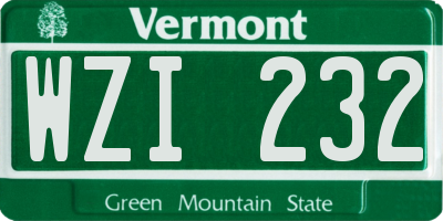 VT license plate WZI232