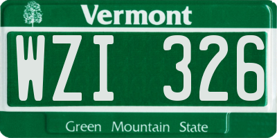 VT license plate WZI326