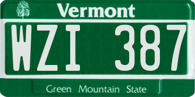 VT license plate WZI387