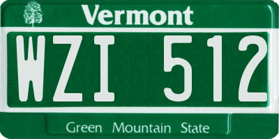 VT license plate WZI512