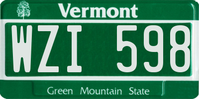 VT license plate WZI598
