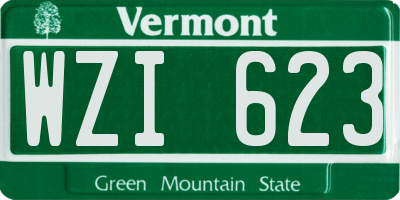 VT license plate WZI623
