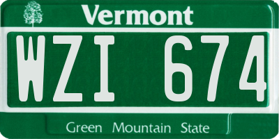 VT license plate WZI674