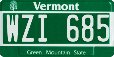 VT license plate WZI685