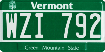 VT license plate WZI792