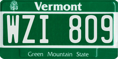 VT license plate WZI809