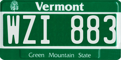 VT license plate WZI883