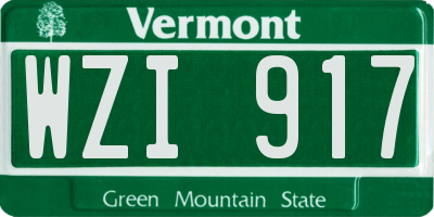 VT license plate WZI917