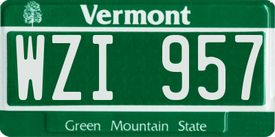 VT license plate WZI957