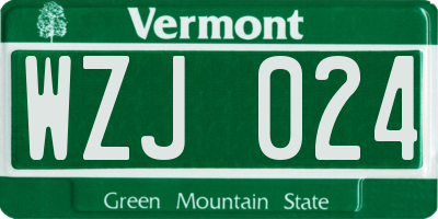 VT license plate WZJ024