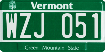VT license plate WZJ051