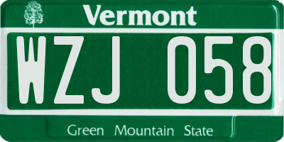 VT license plate WZJ058
