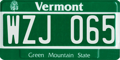 VT license plate WZJ065