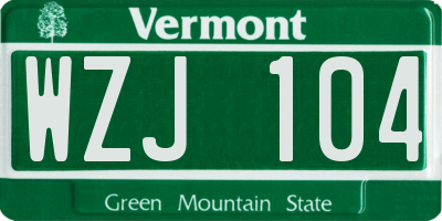 VT license plate WZJ104