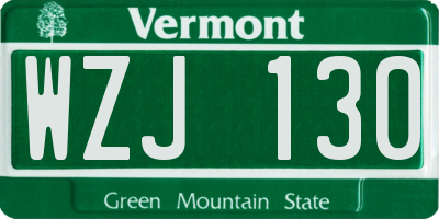 VT license plate WZJ130