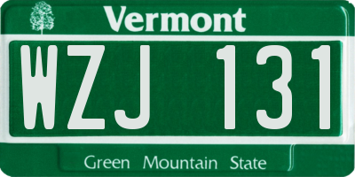 VT license plate WZJ131