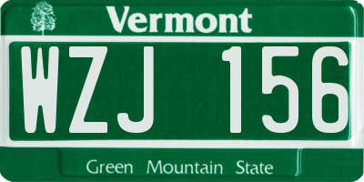 VT license plate WZJ156