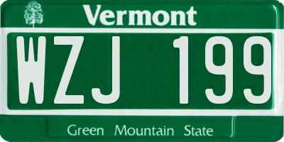 VT license plate WZJ199