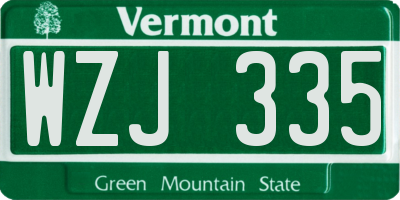 VT license plate WZJ335