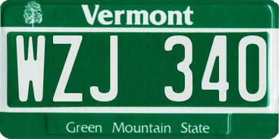 VT license plate WZJ340