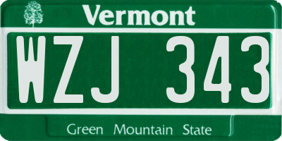 VT license plate WZJ343