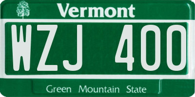 VT license plate WZJ400