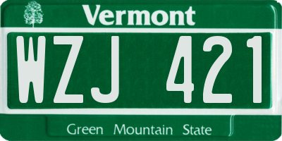VT license plate WZJ421