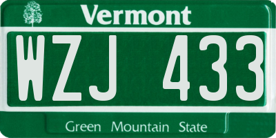 VT license plate WZJ433
