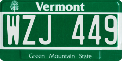 VT license plate WZJ449