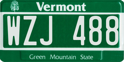 VT license plate WZJ488