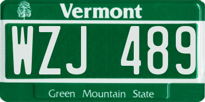 VT license plate WZJ489