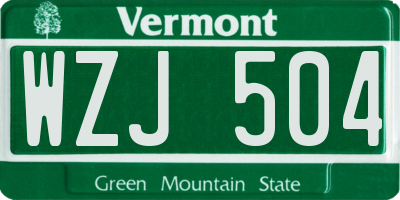 VT license plate WZJ504