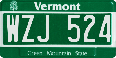 VT license plate WZJ524