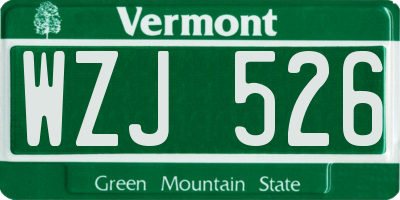 VT license plate WZJ526