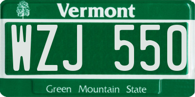VT license plate WZJ550