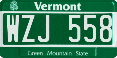 VT license plate WZJ558