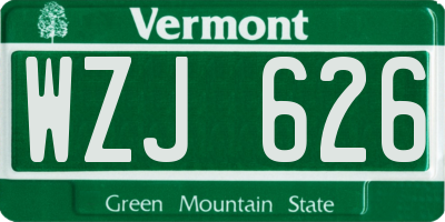 VT license plate WZJ626