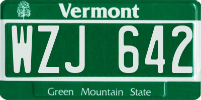 VT license plate WZJ642
