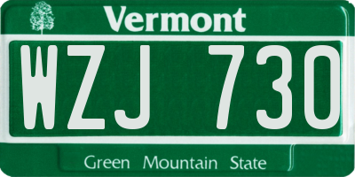 VT license plate WZJ730