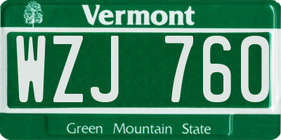 VT license plate WZJ760