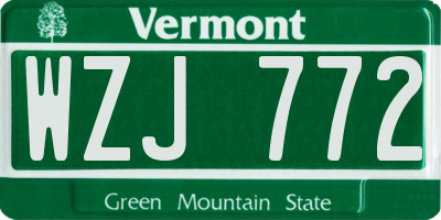 VT license plate WZJ772