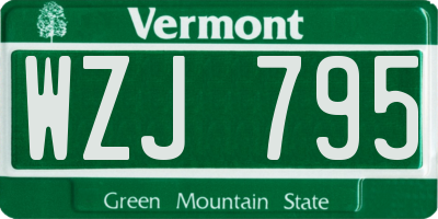 VT license plate WZJ795