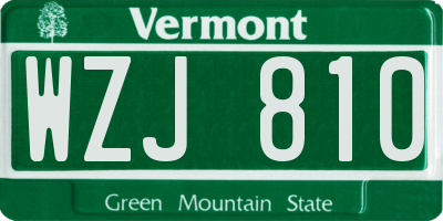 VT license plate WZJ810