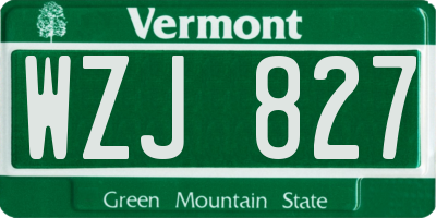VT license plate WZJ827