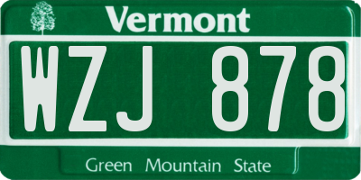VT license plate WZJ878