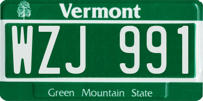 VT license plate WZJ991