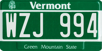 VT license plate WZJ994